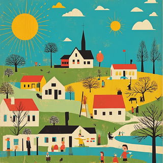 Chromolithorizon style, Midjourney V6.1: traditional folk art