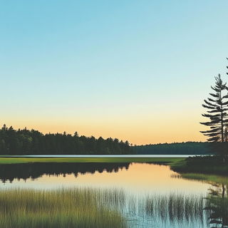 Chromolithorizon style, Midjourney V6.1: realistic landscape photograph of quiet dawn