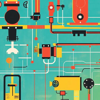 Chromolithorizon style, Midjourney V6.1: technical infrastructure blueprint schematics
