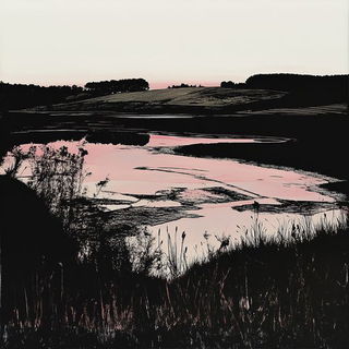 Particulate Menagerie style, Midjourney V6.1: realistic landscape photograph of quiet dawn
