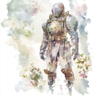 Peregrine Inkways style, Midjourney V6.1: concept art character design of retropunk steam knight