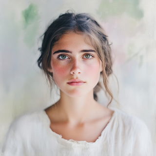 Peregrine Inkways style, Midjourney V6.1: photographic portrait of female protagonist