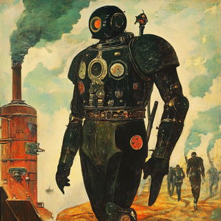 Kasbah Marbling style, Midjourney V6.1: concept art character design of retropunk steam knight