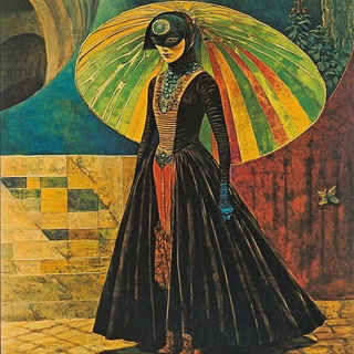 Kasbah Marbling style, Midjourney V6.1: haute-couture fashion outfit