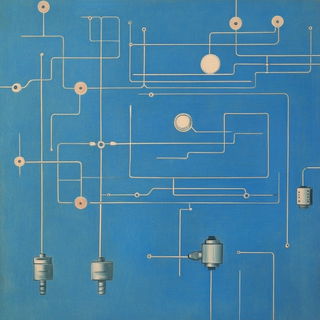 Inksplice Collage style, Midjourney V6.1: technical infrastructure blueprint schematics