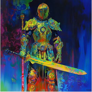 Odonatacubism style, Midjourney V6.1: concept art character design of retropunk steam knight