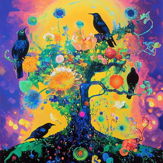 Odonatacubism style, Midjourney V6.1: traditional folk art