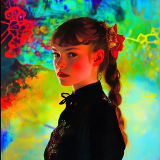 Odonatacubism style, Midjourney V6.1: photographic portrait of female protagonist