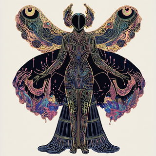 Mythic Geometria style, Midjourney V6.1: haute-couture fashion outfit