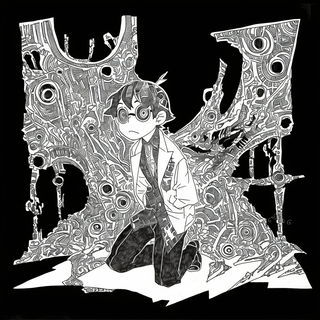 Mythic Geometria style, Midjourney V6.1: black-and-white manga comic strip