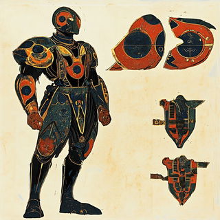 Photodrama style, Midjourney V6.1: concept art character design of retropunk steam knight