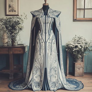 Loopbuilt style, Midjourney V6.1: haute-couture fashion outfit