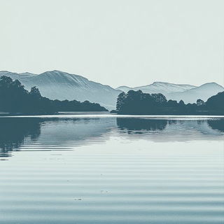 Loopbuilt style, Midjourney V6.1: realistic landscape photograph of quiet dawn