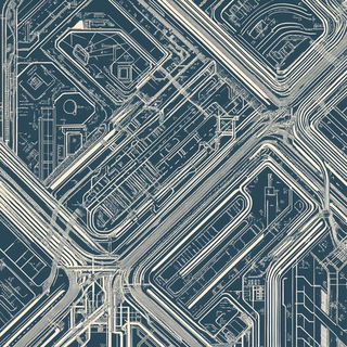Loopbuilt style, Midjourney V6.1: technical infrastructure blueprint schematics