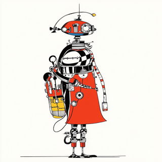 Fossilray style, Midjourney V6.1: concept art character design of retropunk steam knight