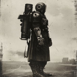 Storybook Signpaint style, Midjourney V6.1: concept art character design of retropunk steam knight