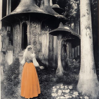 Chlorofiligree style, Midjourney V6.1: retro fairy-tale illustration