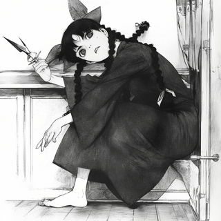 Chlorofiligree style, Midjourney V6.1: black-and-white manga comic strip