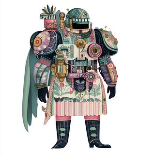 Tideblur style, Midjourney V6.1: concept art character design of retropunk steam knight
