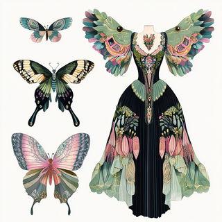 Tideblur style, Midjourney V6.1: haute-couture fashion outfit