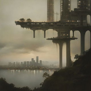 Verdant Archipelago style, Midjourney V6.1: megacity with futuristic bioarchitecture