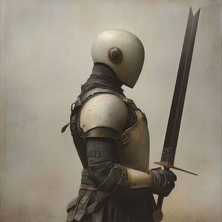 Verdant Archipelago style, Midjourney V6.1: concept art character design of retropunk steam knight