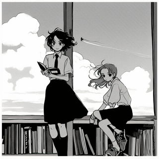 Sunscarab style, Midjourney V6.1: black-and-white manga comic strip