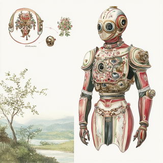 Castleviolet style, Midjourney V6.1: concept art character design of retropunk steam knight
