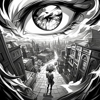 Crestcut style, Midjourney V6.1: black-and-white manga comic strip