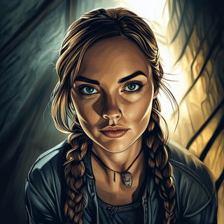 Crestcut style, Midjourney V6.1: photographic portrait of female protagonist