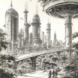 Cairnwork style, Midjourney V6.1: megacity with futuristic bioarchitecture