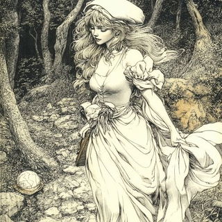 Cairnwork style, Midjourney V6.1: retro fairy-tale illustration