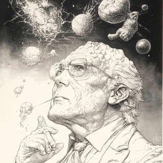 Cairnwork style, Midjourney V6.1: editorial illustration for popular scientific magazine cover