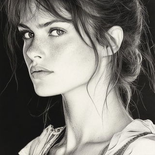 Cairnwork style, Midjourney V6.1: photographic portrait of female protagonist