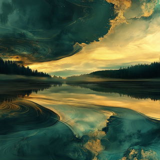 Facetflux style, Midjourney V6.1: realistic landscape photograph of quiet dawn