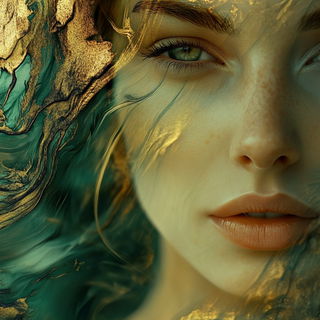 Facetflux style, Midjourney V6.1: photographic portrait of female protagonist