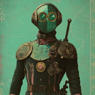 Celluloid Elementalism style, Midjourney V6.1: concept art character design of retropunk steam knight