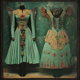 Celluloid Elementalism style, Midjourney V6.1: haute-couture fashion outfit