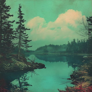 Celluloid Elementalism style, Midjourney V6.1: realistic landscape photograph of quiet dawn