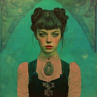 Celluloid Elementalism style, Midjourney V6.1: photographic portrait of female protagonist