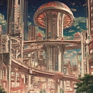 Redshift Tangle style, Midjourney V6.1: megacity with futuristic bioarchitecture