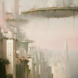 Needlegrid style, Midjourney V6.1: megacity with futuristic bioarchitecture