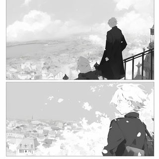 Needlegrid style, Midjourney V6.1: black-and-white manga comic strip