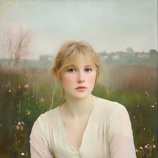 Needlegrid style, Midjourney V6.1: photographic portrait of female protagonist