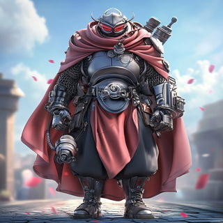 Celpaint Menagerie style, Midjourney V6.1: concept art character design of retropunk steam knight