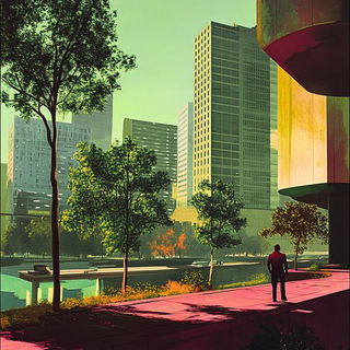 Chaharbagh Populuxe style, Midjourney V6.1: megacity with futuristic bioarchitecture