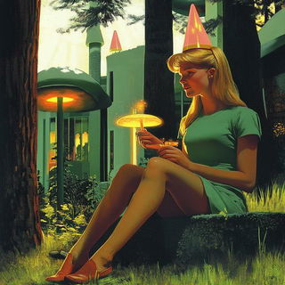 Chaharbagh Populuxe style, Midjourney V6.1: retro fairy-tale illustration