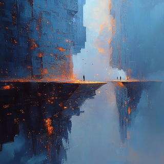 Cloudbank Intermezzo style, Midjourney V6.1: megacity with futuristic bioarchitecture