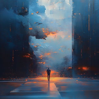 Cloudbank Intermezzo style, Midjourney V6.1: cinematic shot from sci-fi movie