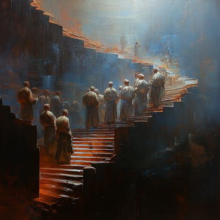 Cloudbank Intermezzo style, Midjourney V6.1: classical 18th-century oil painting